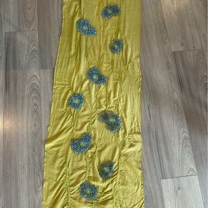BAYAA sequined scarf green with blue 3D beading. Gorgeous!